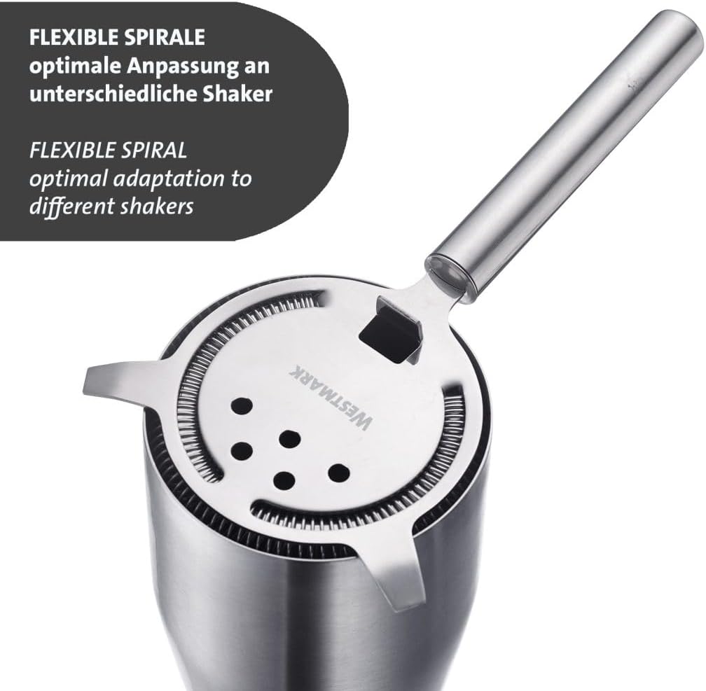 Westmark Judy Bar Strainer - Practical Bar Accessory for Mixing Cocktails, Strainers Fruit Pieces and Herbs Out of Drinks, Cocktail Strainer for Shaker - Stainless Steel 18/8, Silver
