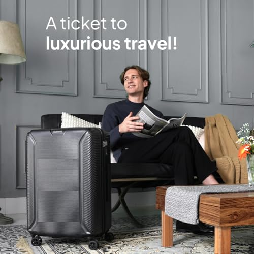 Image of American Tourister Robotech | Medium Size Check-in Trolley Bag (67 cm) | 360 8 Wheel Travel Luggage | Hard Case Polycarbonate (PC) Suitcase | Recessed TSA Lock | Black