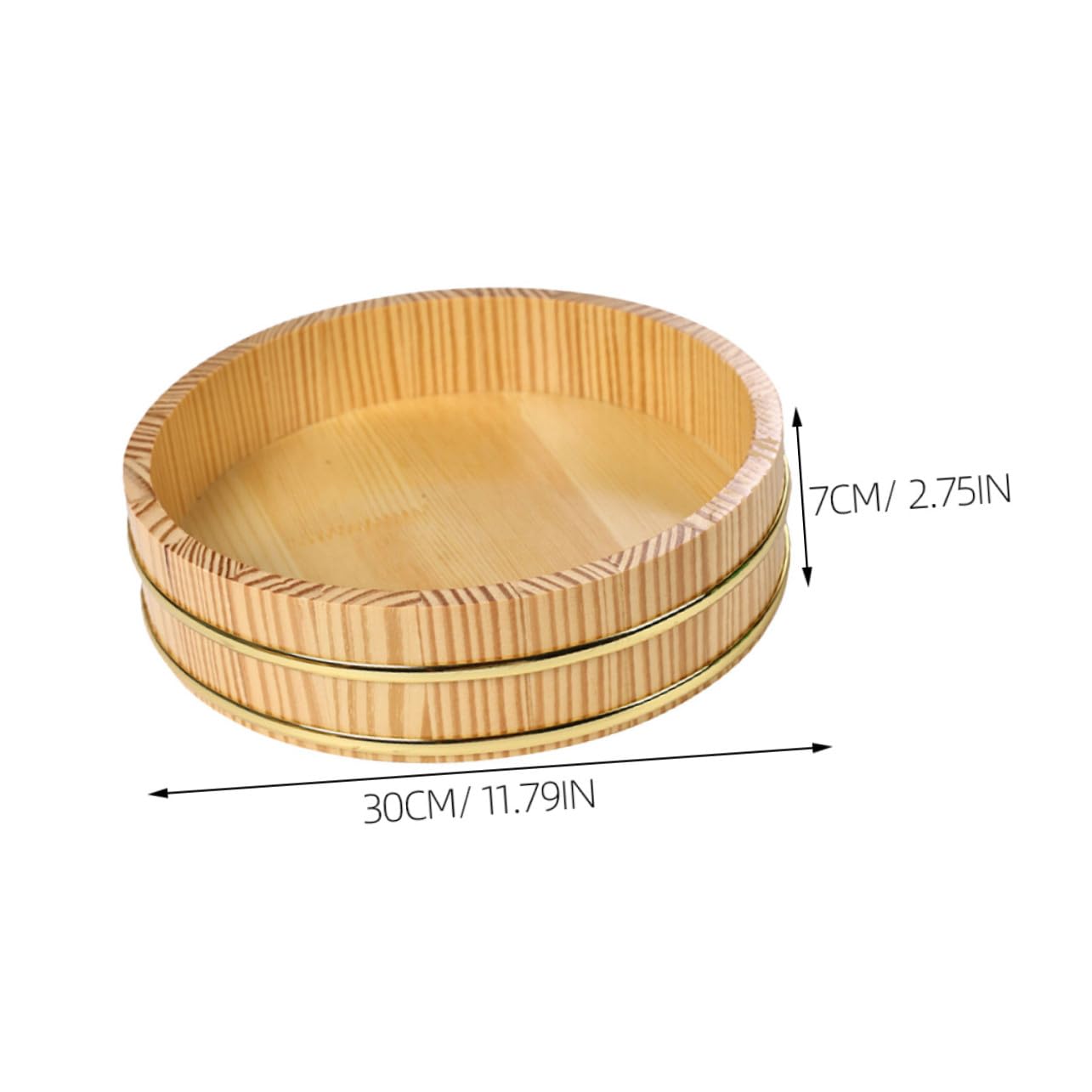 UKCOCO Bol à Riz à Sushi Traditionnel avec Bord Doré Grand Format pour Préparation et Service Plateau Polyvalent pour Familles et Restaurants