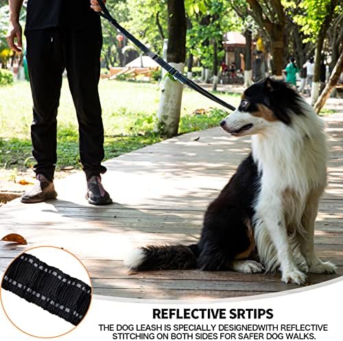 Bungee Dog Lead Adjustable Reflective Heavy Duty Strong Dog Leads with 2 Padded Handle & Car Seat Belt Buckle & Premium Frog Clip,Dog Leash for Small Medium Large Dogs Black TXZWJZ