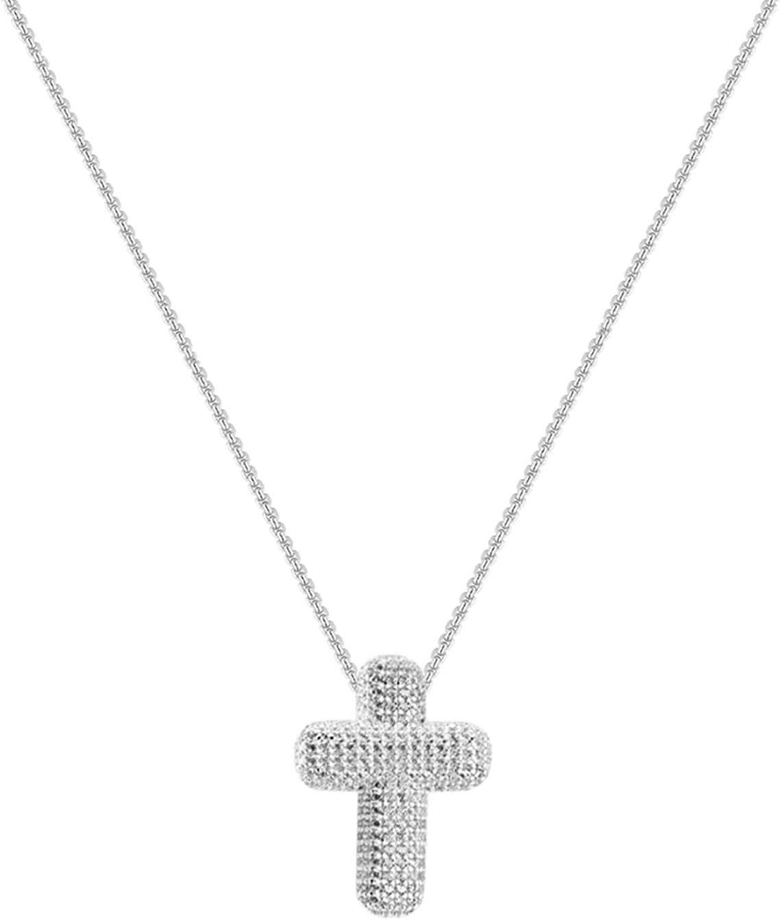 OGD Bubble Cross Necklace for Women 14k Gold Plated Cross Necklace Stackable Dainty Gold Necklace Mariner Chain Necklace CZ Cross Pendant Necklaces Set Simple Jewelry Gift