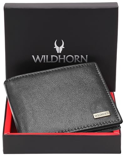 Image of WildHorn Rfid Protected Leather Wallet For Men, Black