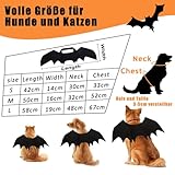 Katzen Halloween Kostüm Hund Fledermaus Flügel, Hundekostüm Inklusive Fledermausflügel und Kürbisglocken, für Haustier Party, Cosplay (L)