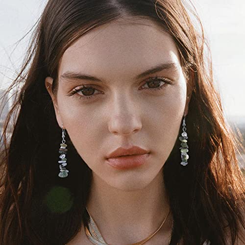 D.rosse Boho Handmade Unique Vintage Long Dangle Earrings Statement Creative Round Wood Beads Ear Line For Women Girls (Bronze Green) #TOP6