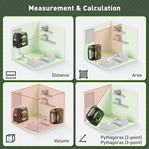 image for Huepar 2-in-1 Laser Tape Measure, 197Ft Rechargeable Laser Measurement