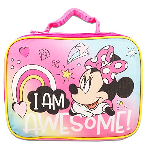 Minnie Backpack And Lunch Bag Set - Bundle With Minnie Backpack And Insulated Lunch Box Plus Water Pouch, Minnie Stickers, And More #TOP3