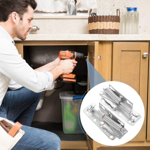 TOPBATHY 1 Paar Symmetrische Federscharniere 85° Klappscharnier FüR MöBel Verstellbare Scharniere FüR Sofabetten Und KüChenschräNke Robustes Design Silber