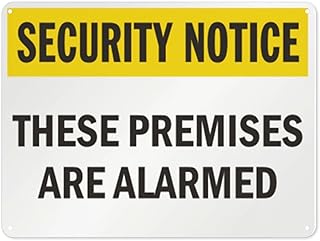 Notice Warning Business sign,Security Notice Sign These Premises Are Alarmed,Rust Free Aluminum Fade Resistant Easy Mounting Outdoor Use