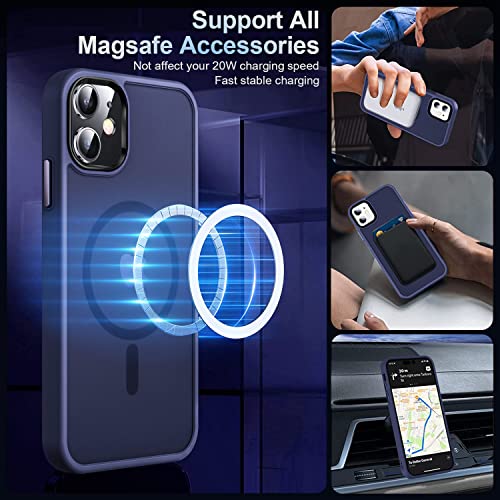 Image of MOCCA Magnetic Shockproof for iPhone 12 Case,Deep Blue | Fits iPhone 12 /12 Pro | 10ft Drop | Compatible with MagSafe | Anti-Slip Matte | Raised Camera & Screen Lip | Ultra-Slim