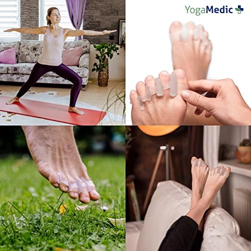 YogaMedic® Toe Separators for Overlapping Toes [6Pcs] to Relax Toes, Improved Gel Silicone, 0% BPA, One-Size, Spreader