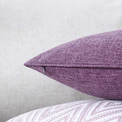 HPUK Decorative Throw Pillow Covers Set of 4 Geometric Design Linen Cushion Cover for Couch Sofa Living Room, 18"x18" inches, Lavender Mist - Thumbnail 4