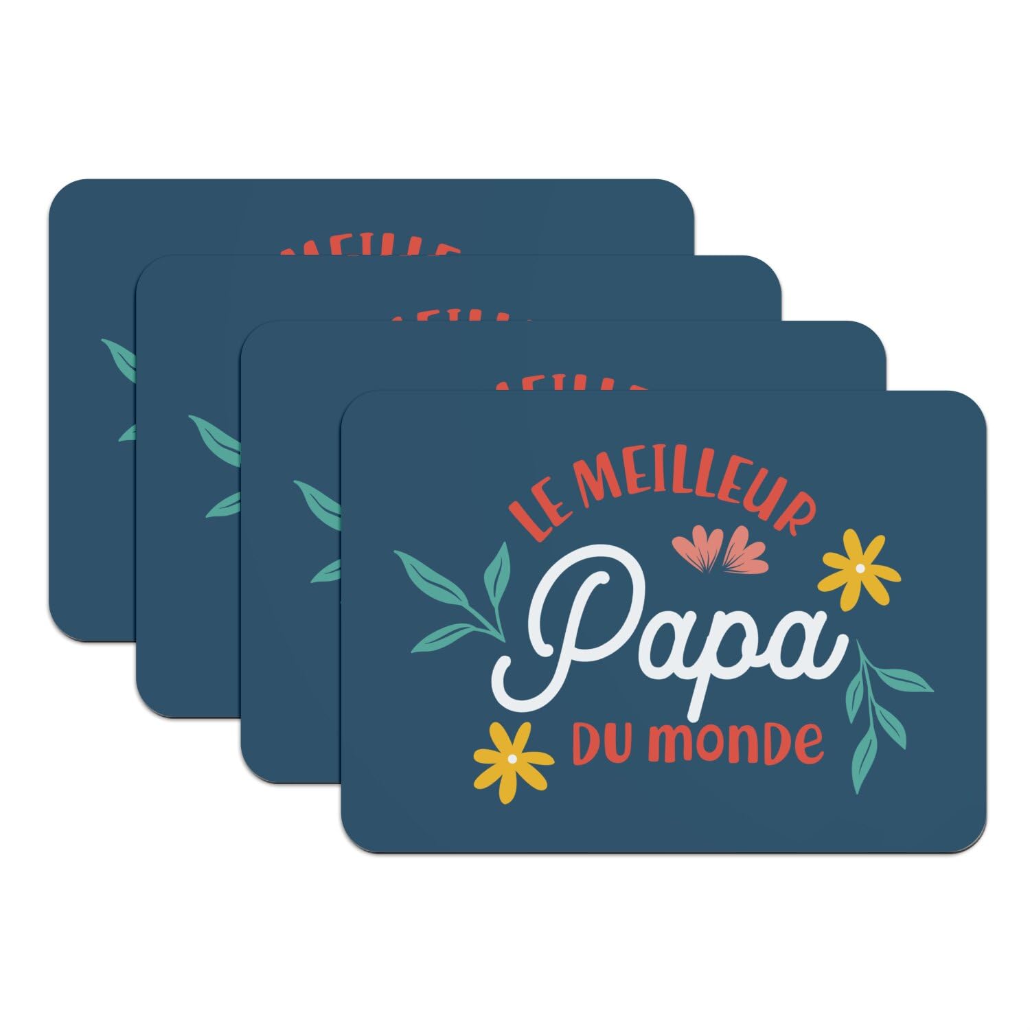 Sets de table caoutchouc bleu grand format pour repas en famille