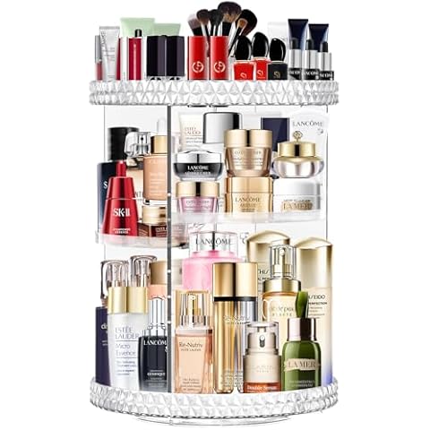 MOKANI 360° Rotating Makeup Organiser with Adjustable Layers Cover