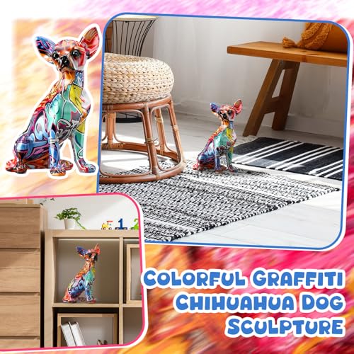 Estatua colorida de chihuahua estilo graffiti 24 cm altura miniatura 3