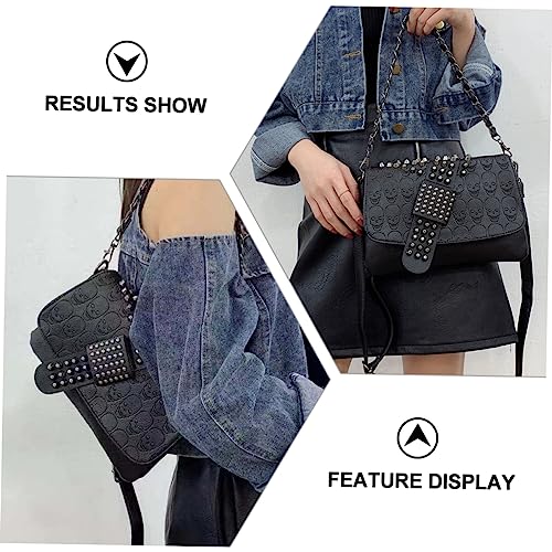 Sac à épaule noir riveté avec compartiments dédiés smartphone et accessoires - 2