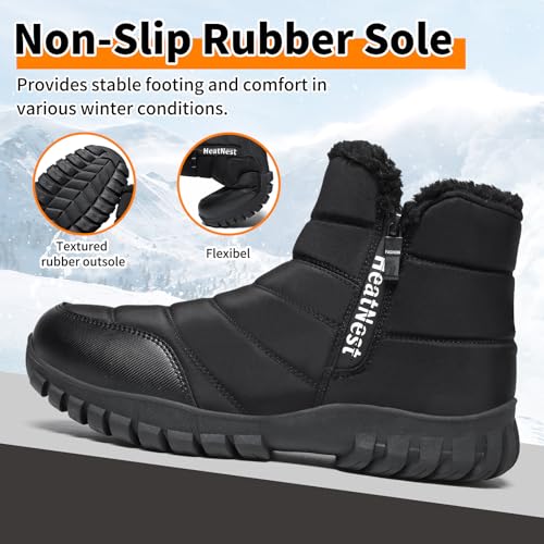 Hanani Men's Winter Snow Boots Faux Fur Lining Waterproof Anti Slip with Side Zippers Warm Boots Outdoor Lightweight Walking Snow Boots for Men3