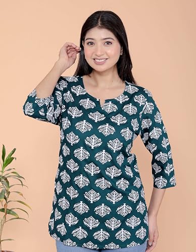 Image of Malikcraft Women's Rayon Printed Short Kurti Stylish Kurta for Women Trendy Short Kurta for Daily & Office Wear PR1