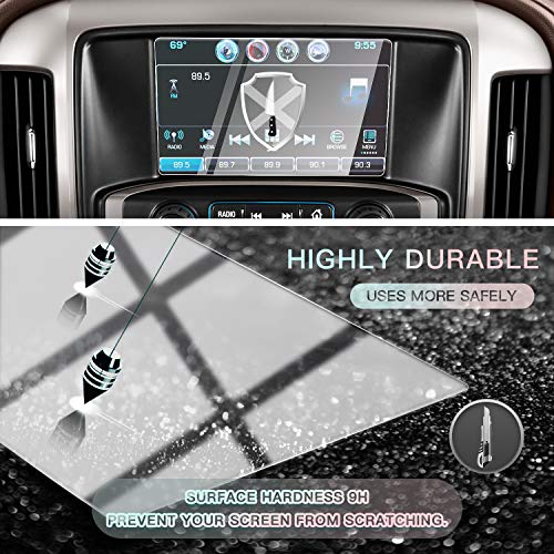 Image of CDEFG for 2014-2020 2021 Silverado 1500HD 2500HD 3500HD MyLink Car Navigation Touch Screen Protector, HD Clear TEMPERED GLASS 9H Scratch Resistance (8 Inch)