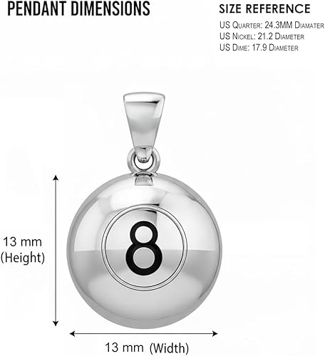 Miniatura 5 de US Jewels Colgante de plata de ley 925 para mujer, 8 bolas, 8 bolas, 0.512 in, Metal
