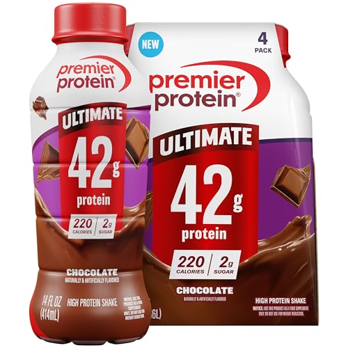 Image of Premier Protein ULTIMATE 42g High Protein Shake, Chocolate, 4 Pack | 220 Calories, 2g Sugar, 24 Vitamins & Minerals, Supports Muscle Health, Gluten-Free, Protein Snack, 14 oz
