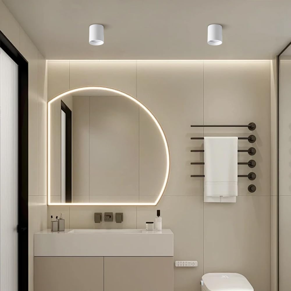 Faretti da incasso, faretti da soffitto, faretti da soffitto a LED, faretti cilindrici, lampada da bagno, alluminio bianco, faretti da soffitto direzionali da 3,15" for ingresso, veranda, bagno(3500k,