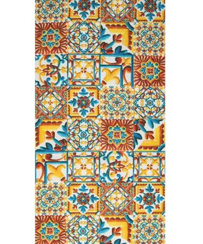 Pierre Tappeti Tapis Emotions Deruta moderne en céramique faïence mutlicolore lavable antidérapant 58 x 240 cm pour salle de bain cuisine entrée