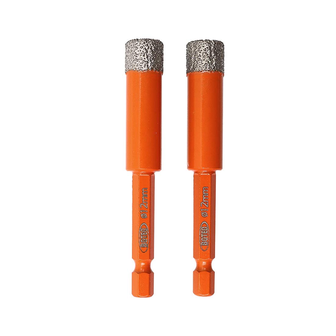 BGTECDry Diamond Drill Bits 2pcs 1/2 Inch 12mm with Quick Change Hex Shank for Granite Marble Porcelain Tile Ceramic