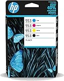 Modèle : 6ZC69AE HP 953 Pack de 4 Cartouches d\'Encre Noire, Cyan, Magenta et Jaune Authentiques (6ZC69AE)  L\'emballage peut varier