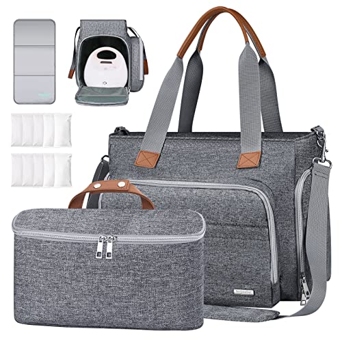Image of DERJUNSTAR Breast Pump Backpack, Breast Pump Bag for Mom (T. Grey)