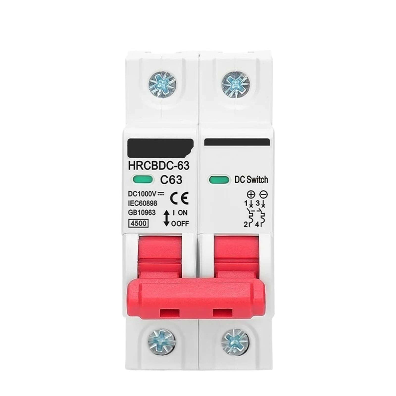 Mini-disjoncteur solaire 2P DC 1000V 63A pour coffret et onduleur photovoltaïque