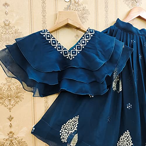 Image of Helene Girl's Georgette Silk Embroidered Readymade Lehenga Choli Set | 3-8 Years | Ethnic Wear |