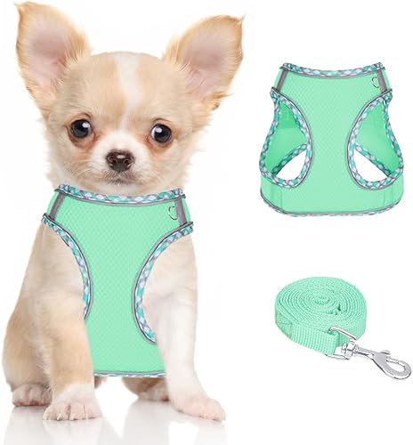 Arnés para perro para perros pequeños y medianos sin tirones, ajustable para cachorros, arnés de malla transpirable reflectante para mascotas,