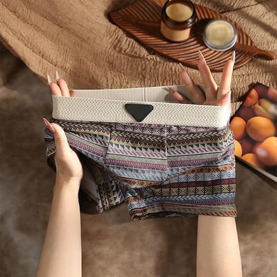 3pcs Men's Premium Cotton Boxer Briefs, Retro Pattern Mid-Rise Underwear, Breathable Moisture-Wicking Soft Shorts for Men3