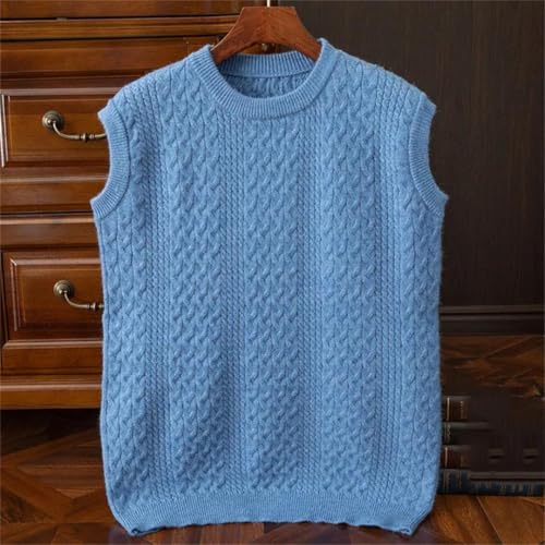 Men's Wool Pullover Sweater Vest Solid Color Knitted Crewneck Outwear Tops Waistcoat2