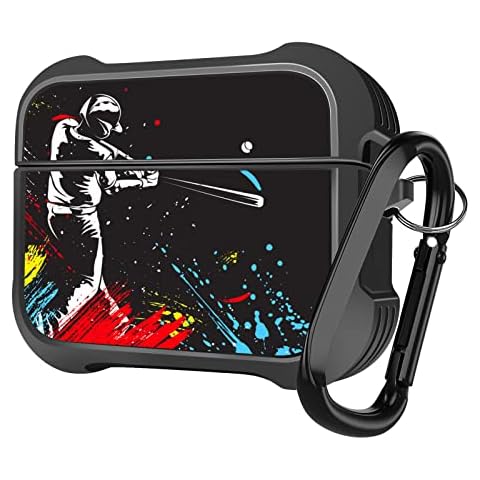 MINGDAO Compatible with AirPods Pro 2nd / AirPods Pro Charging Case, Patterned Soft TPU Shockproof Protective Cover Case (Paint Splash Baseball Hitter Player-03) Cover