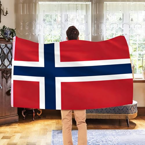 Image of Ahfulife Norway Flag 3x5 Ft, 2 Pcs Large Norwegian National Flags for Outdoor Indoor, Double Sided with Brass Eyelets for World Cup, Party, Garden, Bar, Street Decor