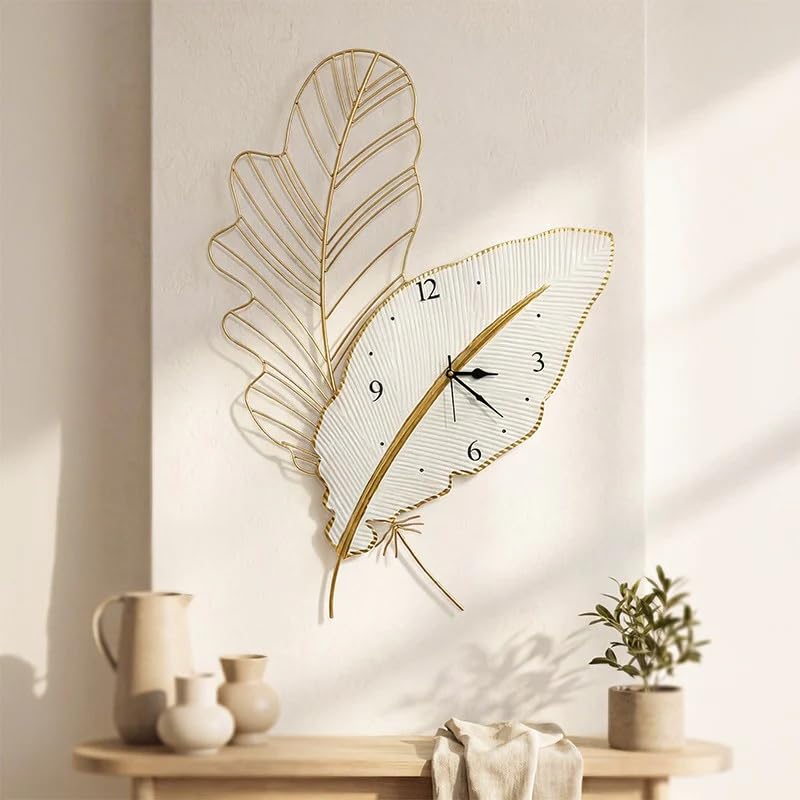 Metal Leaf Decorative Wall Clock-image-49