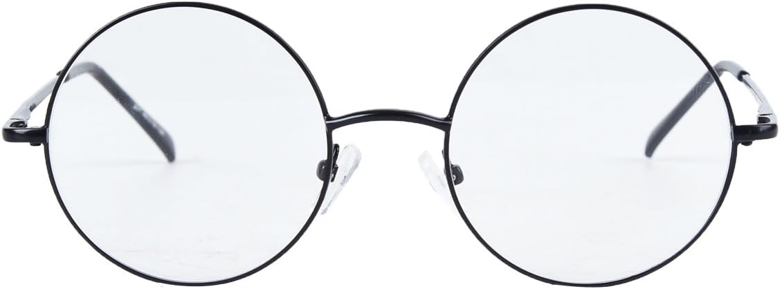 Bestum Retro Round Optical Spring Hinge Metal Glasses Frame Clear lens