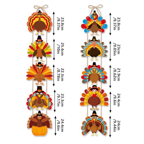 Décorations d'automne en dinde pour porte et fête de Thanksgiving - 5