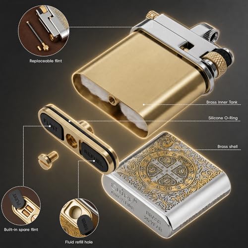 Encendedor Vintage de Latón para Hombre, Llama Suave miniatura 7