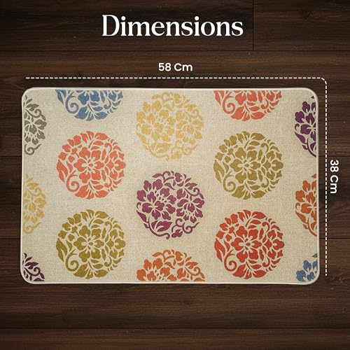 Image of Yellow Weaves 1 Pc Jute Texture Non-Slip Bathmat, Water Absorbent Floor mat, Rugs, Door Mats for Bathroom, Living Room, Bedroom, Entrance, Outdoor, Kitchen, Office (Bohemian Multi)