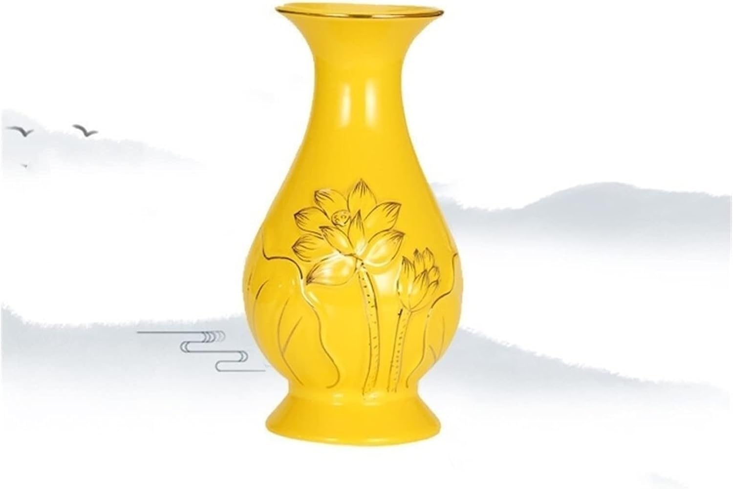 Vase Desktop Chinese Ceramics Guanyin Holy Water Bottle Home Desktop Flower Arrangement Buddha Hall Worship Vases Decoration Crafts(B)