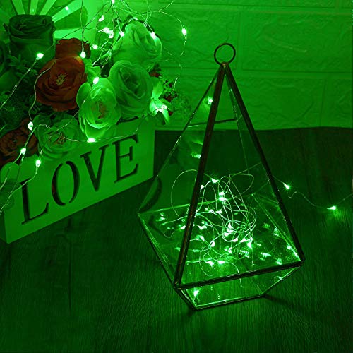 Image of RUICHEN Fairy Lights USB Plug Power 66Ft 200 LED Silver Wire Starry String Lights with ON /Off Switch for Bedroom Indoor Outdoor Decorative(Green)