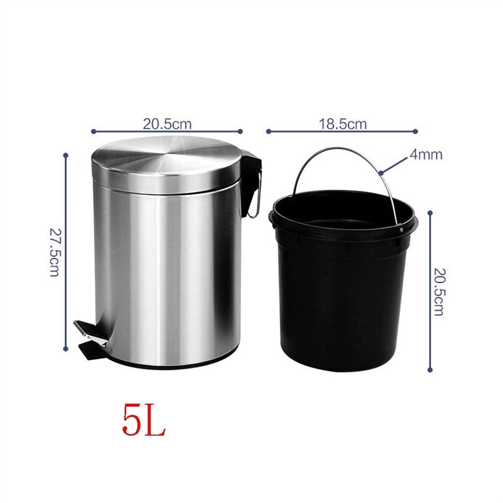 kosz na śmieci 5L kosz na śmieci do użytku domowego lustro pedał nożny ze stali nierdzewnej z pokrywką odwróć pokrywkę okrągły kosz na śmieci do kuchni salon łazienka Kosz na śmieci