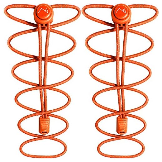 CampTeck U7193 No Tie Cordones Cordones Elásticos con Sistema de Bloqueo -Naranja -1 Par