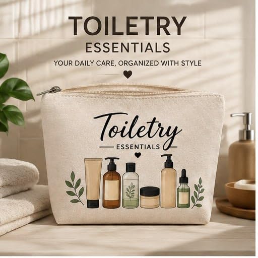 Image of DRUDRAYA Spacious Canvas Toiletry Bag for Travel Men & Women (Pack of 3)