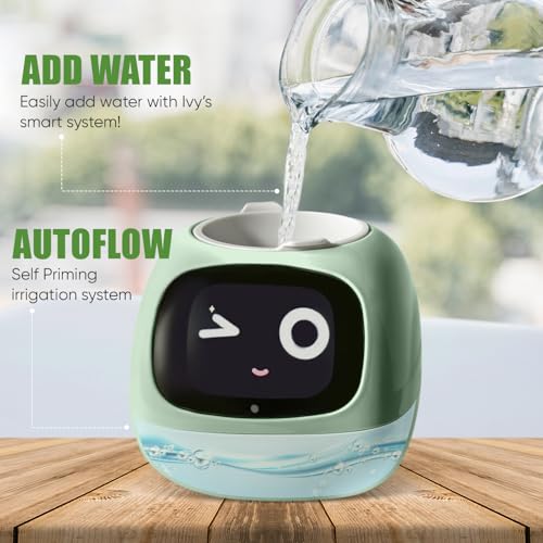 Image of Interactive Plant Pot - Smart Planter, AI Pet Plantagotchi, tamagotchi, Leafypod and Plantiboy, Robot Flower with Feelings, Electric Maceta, Indoor Flowerpot with Water, Digital Gifts (green)
