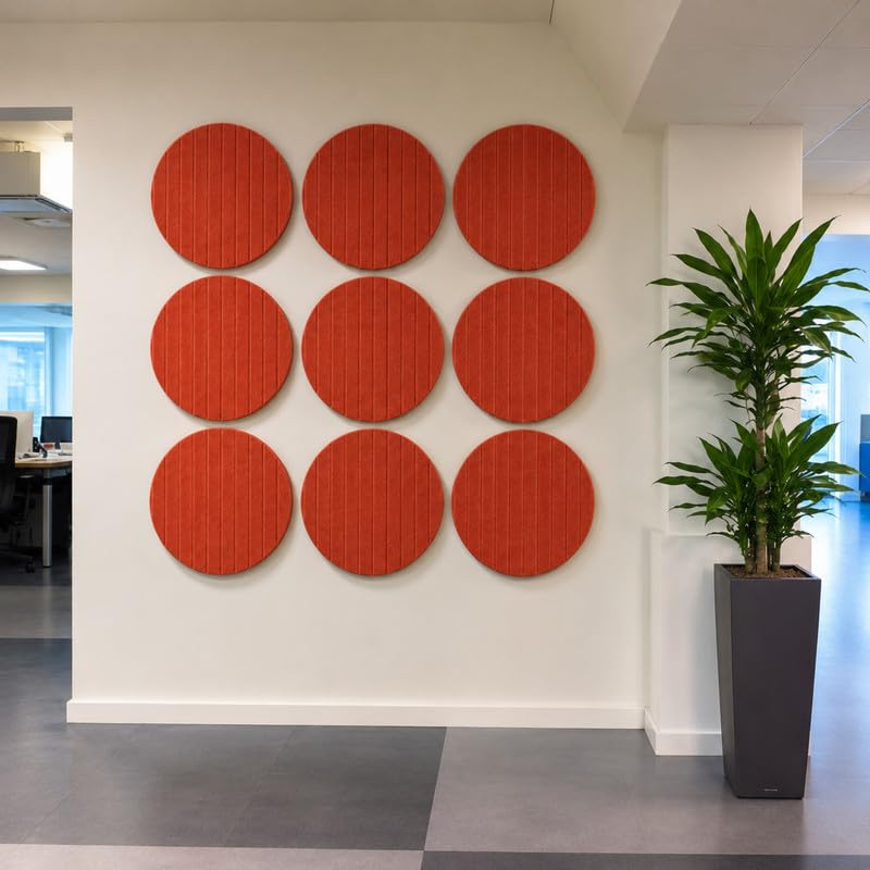 Image of MMT Acoustix Circle Felt Acoustic Wall Panel | Sound Proofing for Room |Premium Acoustic Panel |Pin Board for Wall |Sound Absorbing Panels | Circle Felt Acoustic Wall Panel |Rust| 60 x 60 cm | 4 Pcs