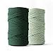 Produktbild Ledent Makramee Garn (3mm, 2 x 120M, Set 2 Farben, Eukalyptus & Dunkelgrün) doppelt gedreht - Seil für Makramee, 100% recyceltes Baumwollgarn - Seil Makrame Basteln