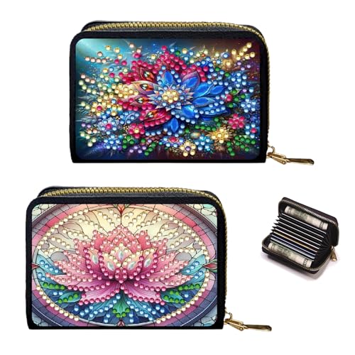 2Pcs Diamond Art Painting Credit Card Holder RFID Blocking Wallet with Zipper Business Accordion Card Wallet for Women Men Travel-03